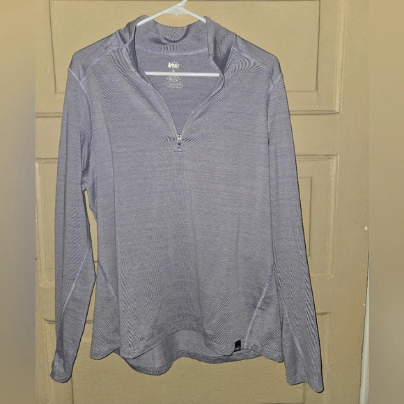 REI Tops - REI CO-OP Long Sleeve 1/3 Zip Light Purple Base Thin Layer Hiking Running Top